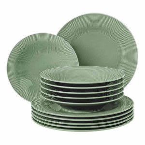 Seltmann Weiden Beat Coor Glaze Tafelservice, 12-teilig, salbeigrün. Geschirr-Set mit Speise- und Suppentellern.