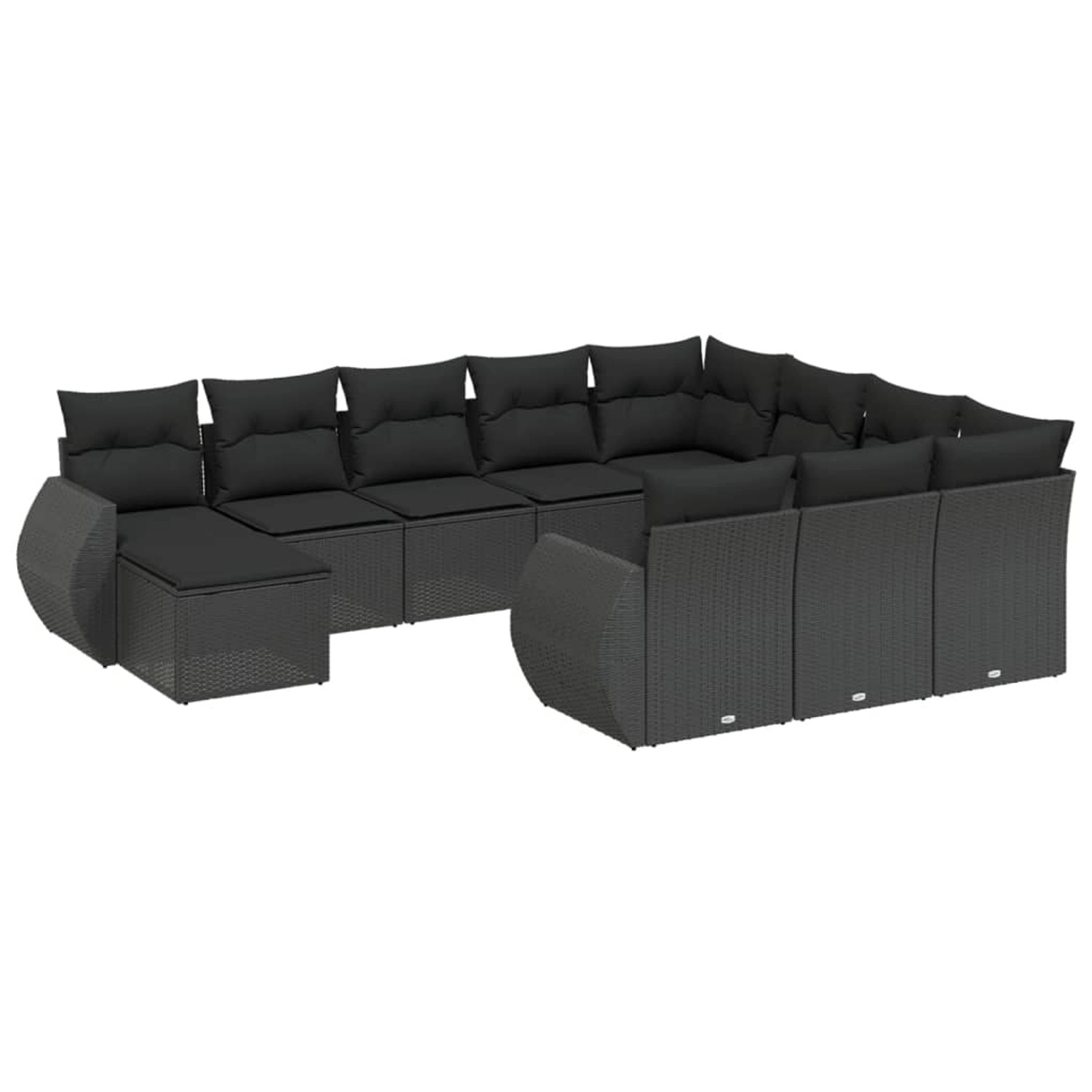 vidaXL 11-Tlg Garten-Sofagarnitur mit Kissen Schwarz Poly Rattan 3257518 günstig online kaufen