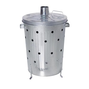 Lex Feuertonne Verbrennungstonne 75L Deckel Fass Belüftungslöcher Transportgriffe