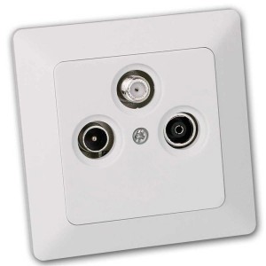 ChiliTec MILOS Antennendose TVRadioSAT Weiß Matt mit Rahmen