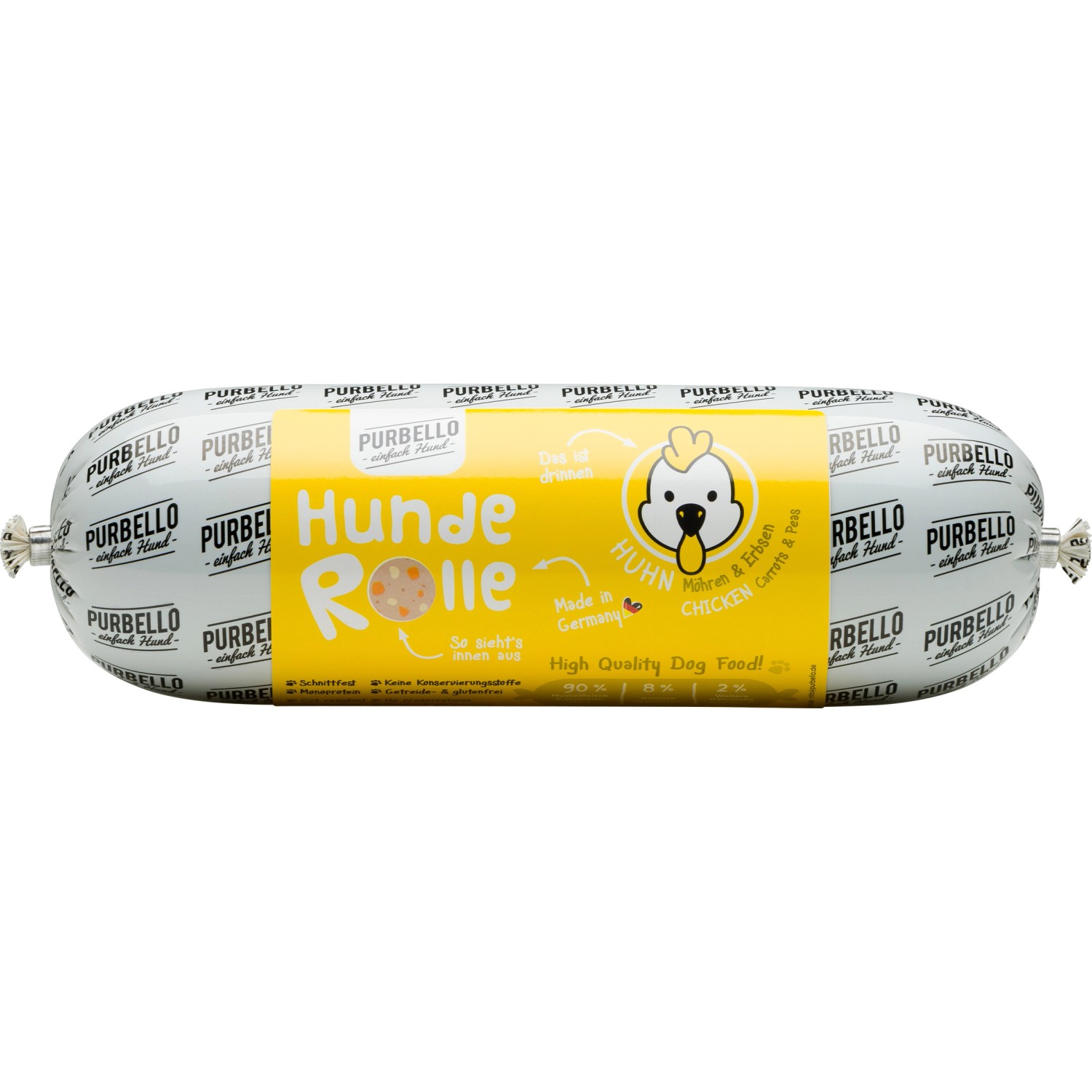 Purbello Hunderolle Huhn mit Möhren/Erbsen 800 g