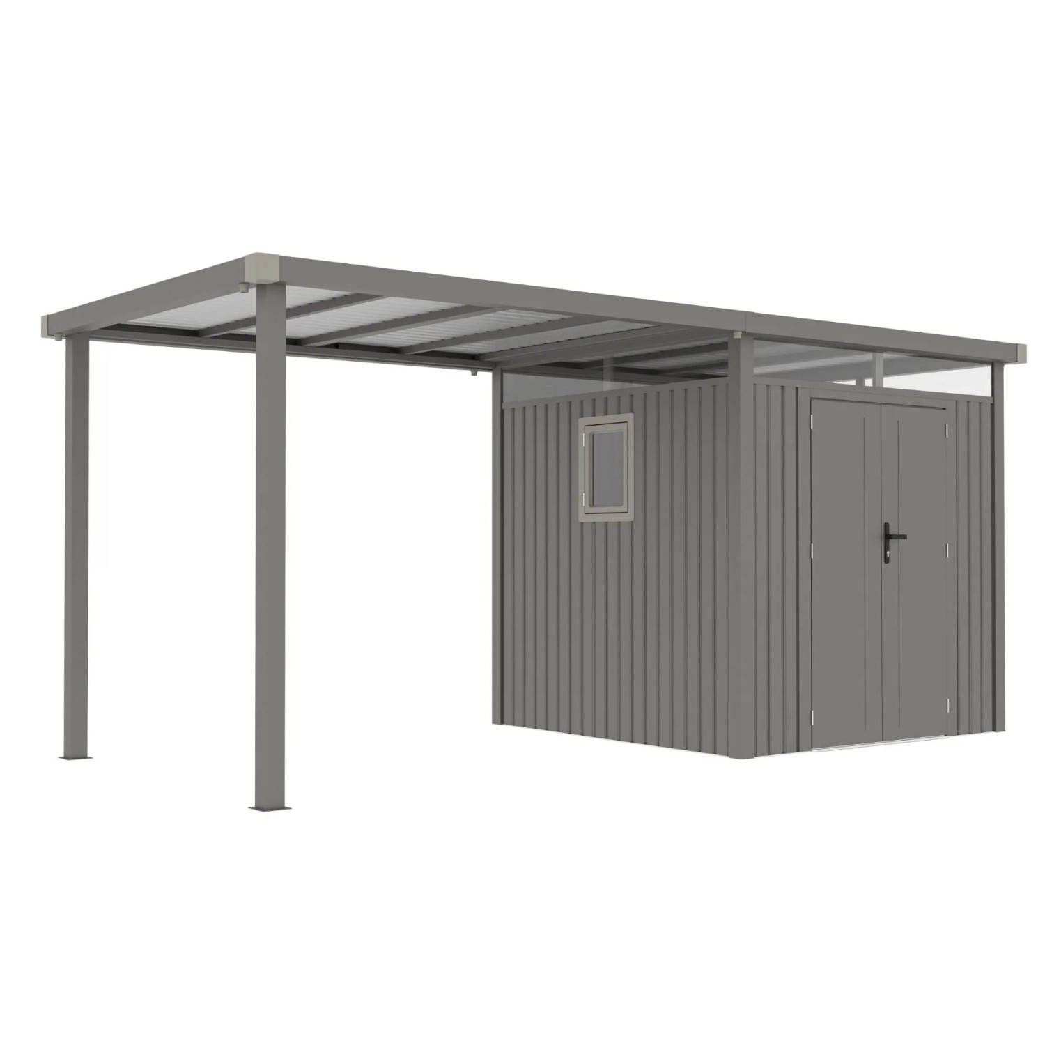 osoltus Metall Gerätehaus Luma BX 505 X 230 X 222cm Grau mit Fenster