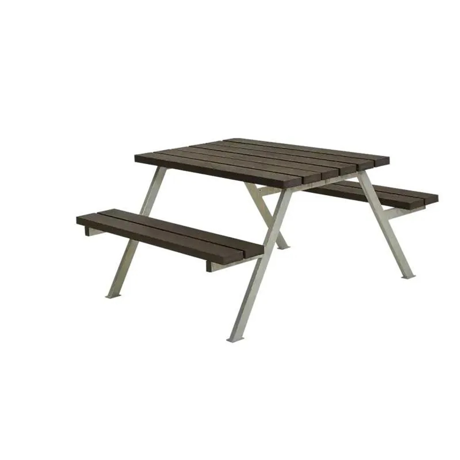PLUS Gartensitzgruppe 118 cm RePlast Schwarz Kompakte Tisch-Bank-Kombination für Außen