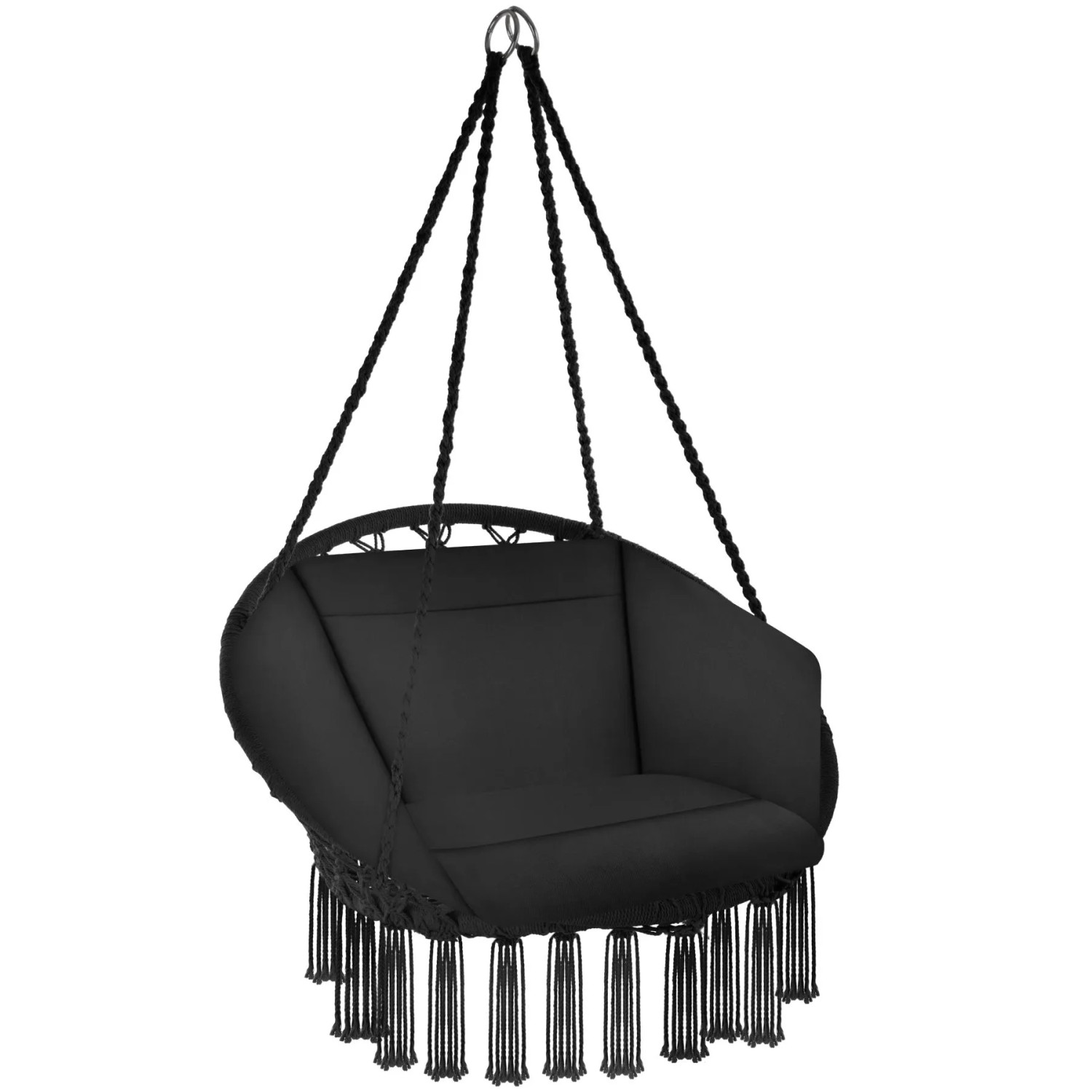 Tectake Hängesessel Grazia Mit Sitz  und Rückenpolster Stabil und Strapazierfähig  72 x 80 x 125 cm Schwarz