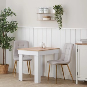Homestyle4u Esszimmerstühle 4er Set: Beige Samt, goldene Metallbeine, gepolstert. Modernes Design mit hoher Rückenlehne.