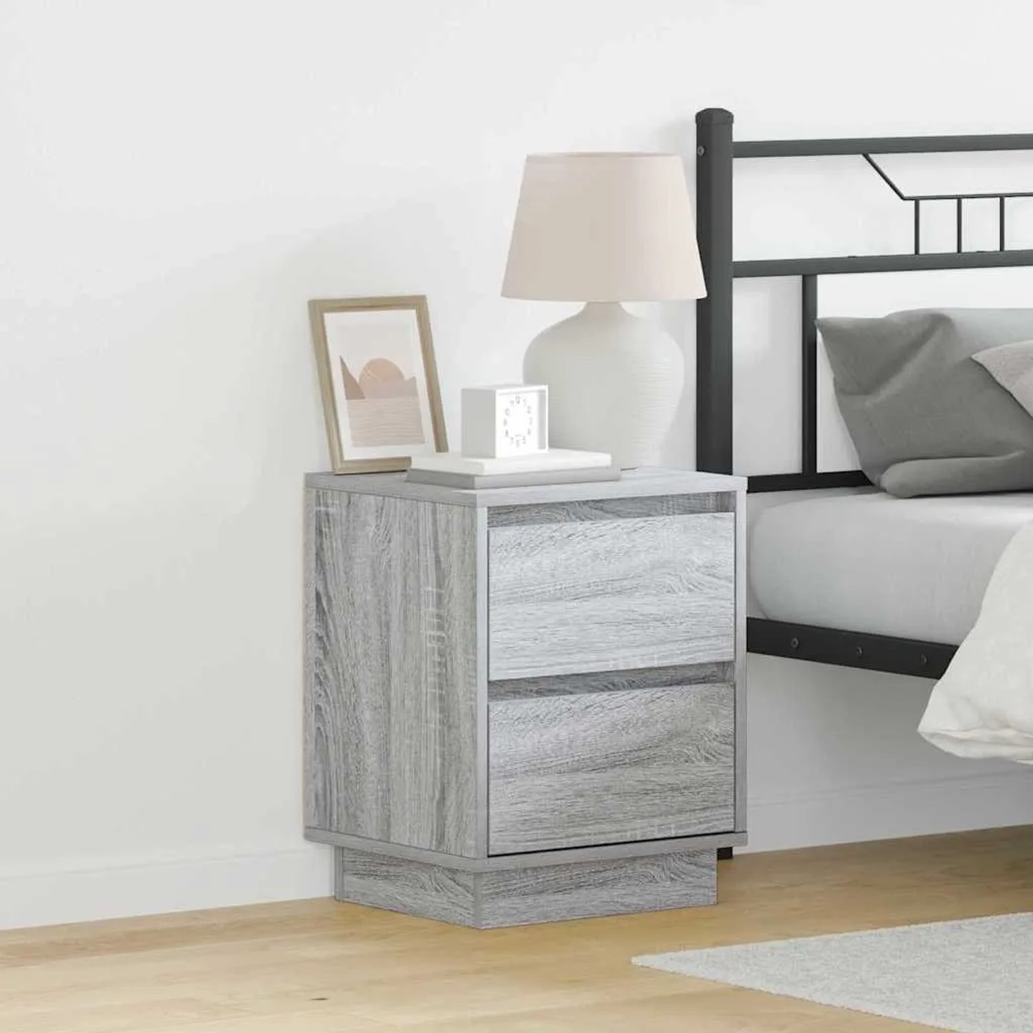 vidaXL Nachttisch mit Schubladen Grau 39 x 34,5 x 50 cm Holzwerkstoff 869620_2