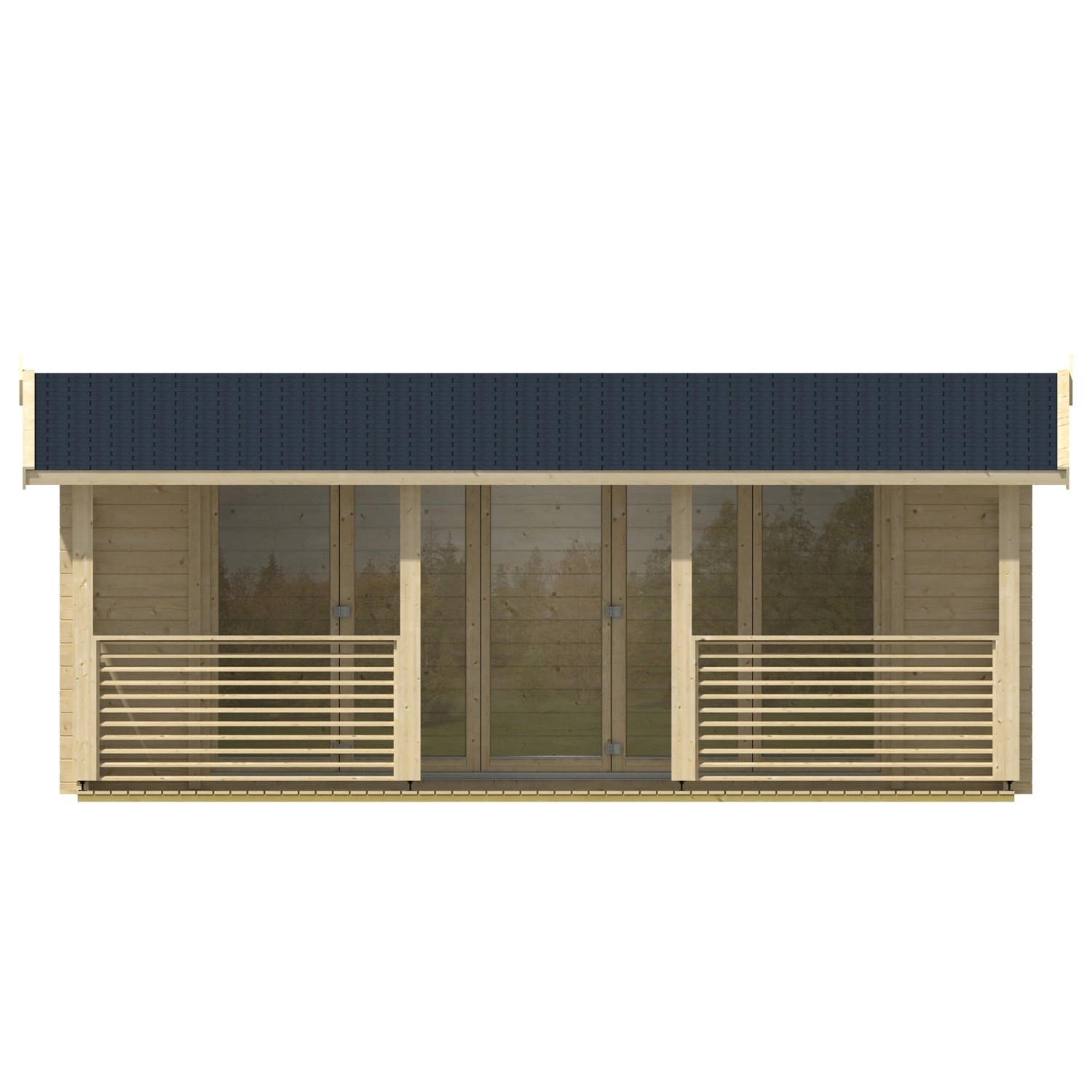 Lasita Maja Gartenhaus Lyndhurst, 550x300 cm, unbehandeltes Holz mit überdachter Veranda.