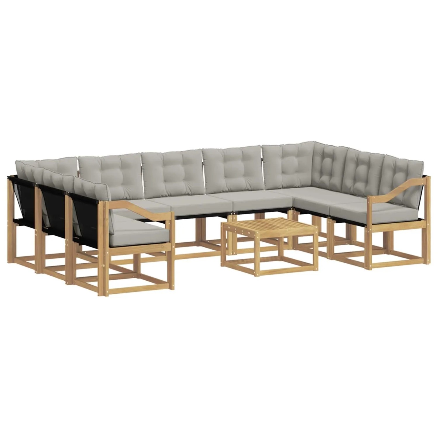 vidaXL Outdoor-Sofagarnitur mit Kissen 10 Stk Weiß und Hellgrau 3389893