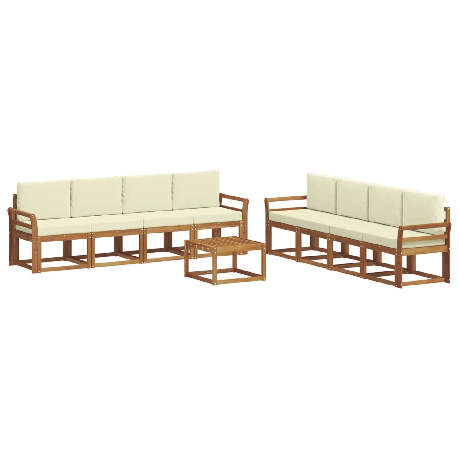 vidaXL Outdoor-Sofagarnitur 9 Stk Natur und Creme Massivholz Akazie 3366183