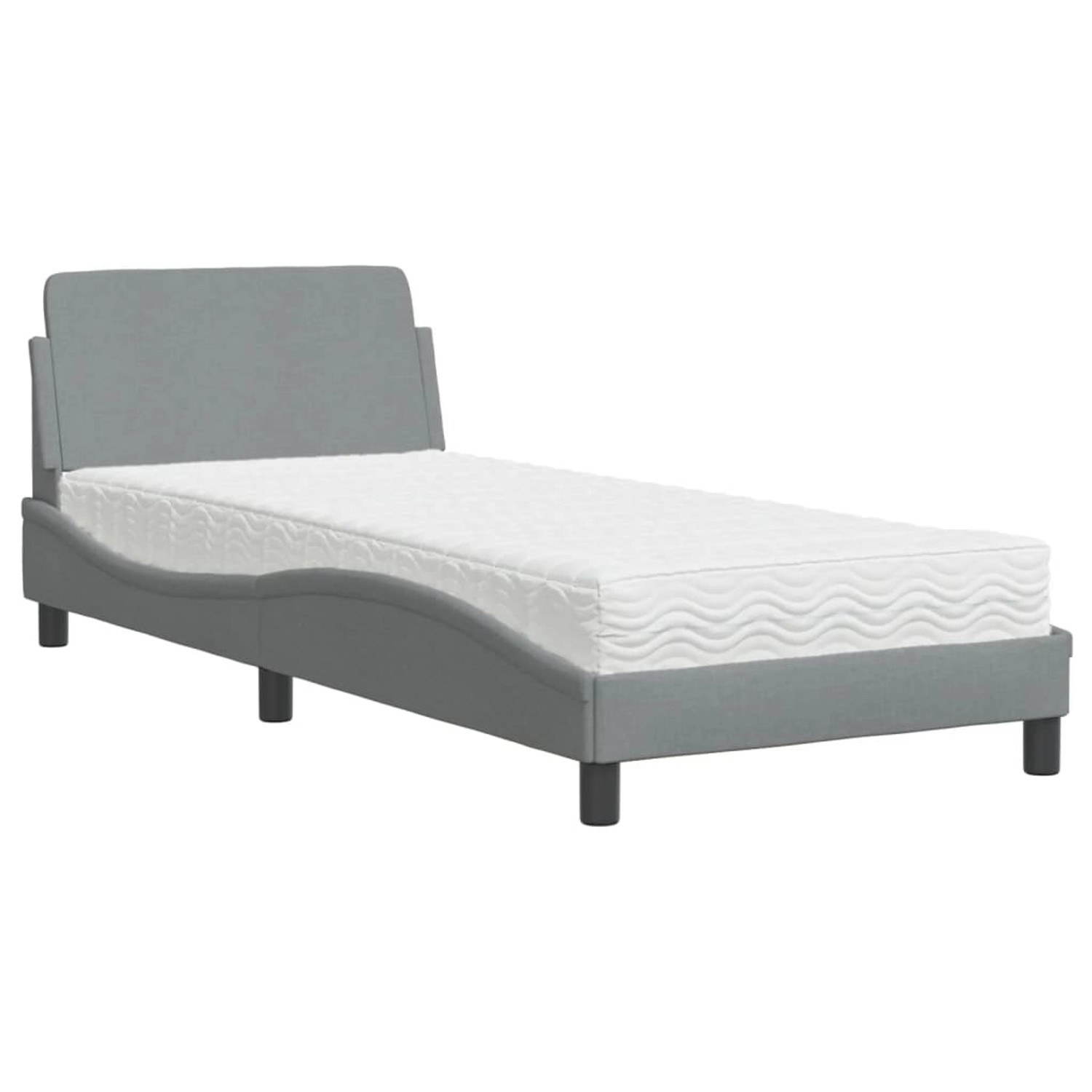 vidaXL Bett mit Matratze Hellgrau 90x200 cm Stoff Modell 12008001