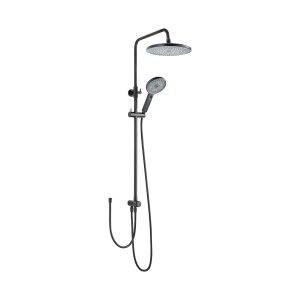 Schöner Wohnen Duschsystem Biella, wassersparend, in Mattschwarz mit Kopf- und Handbrause.