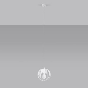 Weiße Sollux Lighting Hängeleuchte Tulos 1. Moderne Pendelleuchte für Wohnzimmer, Schlafzimmer oder Küche.