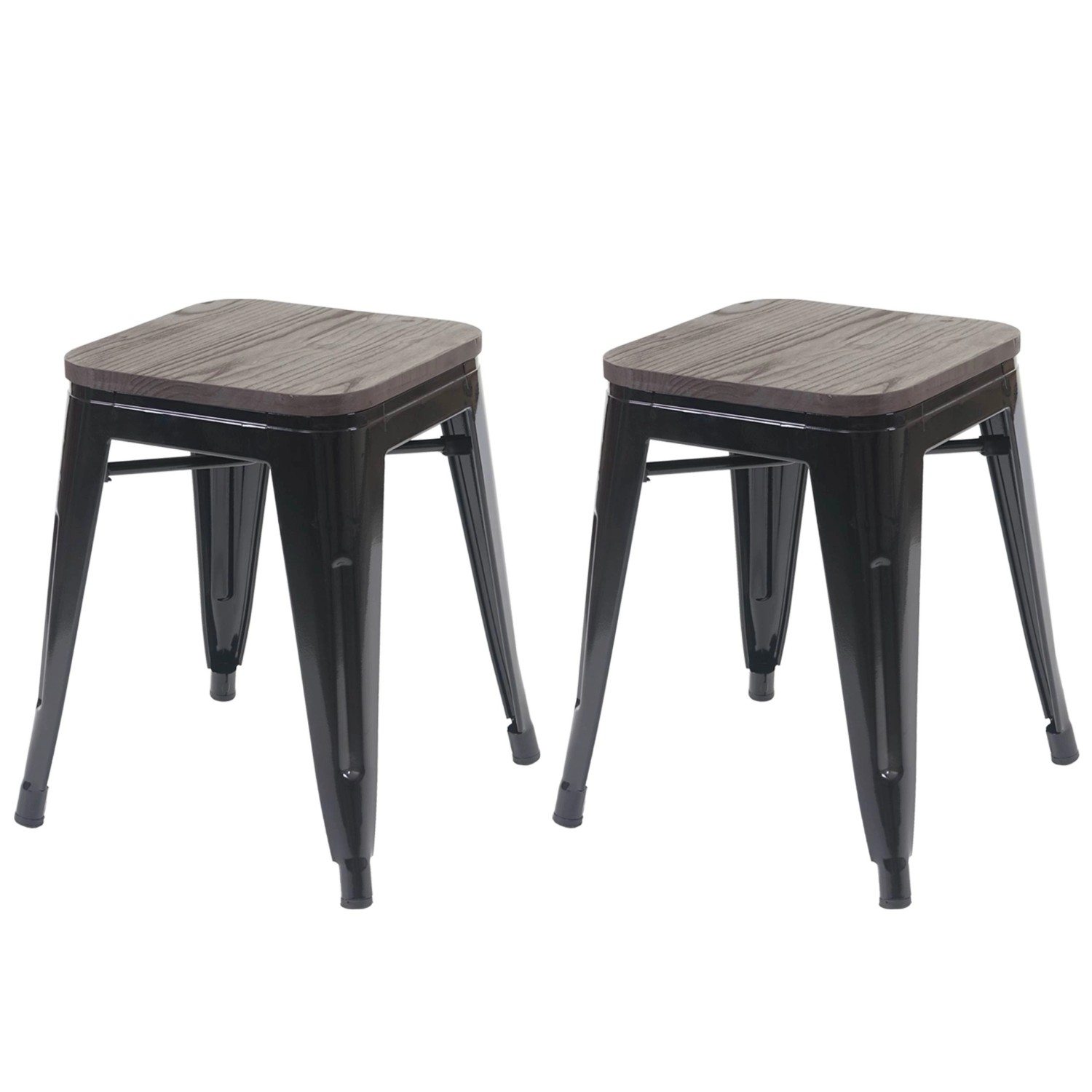 PROREGAL 2er-Set Hocker Inkl. Holz-Sitzfläche Metall Industriedesign Stapel günstig online kaufen
