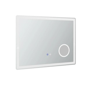 Rechteckiger Kleankin LED Badezimmerspiegel 80x60 cm, beleuchtet, 3x Vergrößerung, beschlagfrei, Touch-Steuerung.