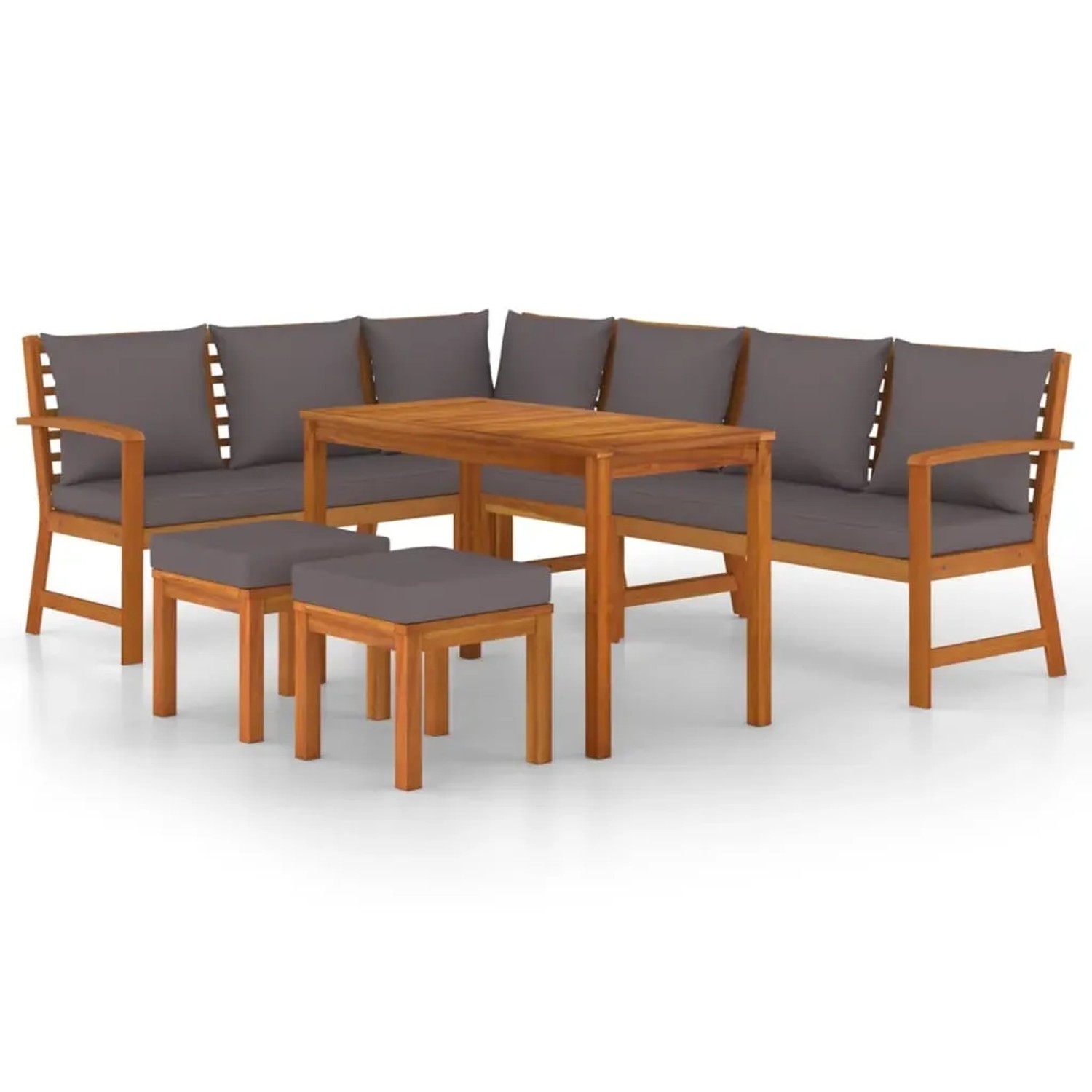 vidaXL 7-Tlg Garten-Essgruppe mit Kissen Massivholz Akazie 3154969
