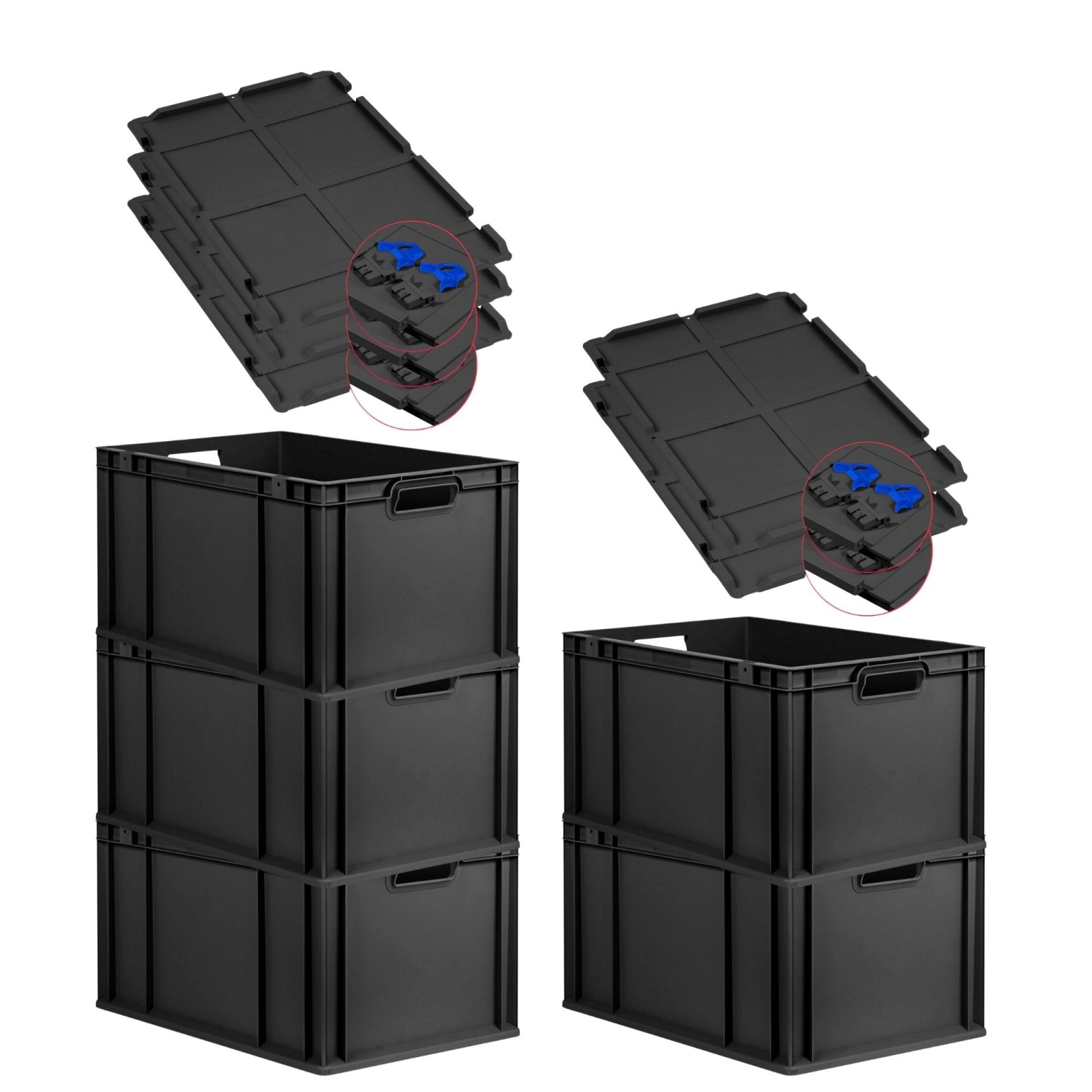 PROREGAL SuperSparSet 5x Eurobox Nextgen Grip Mit Scharnierdeckel Und Blaue günstig online kaufen