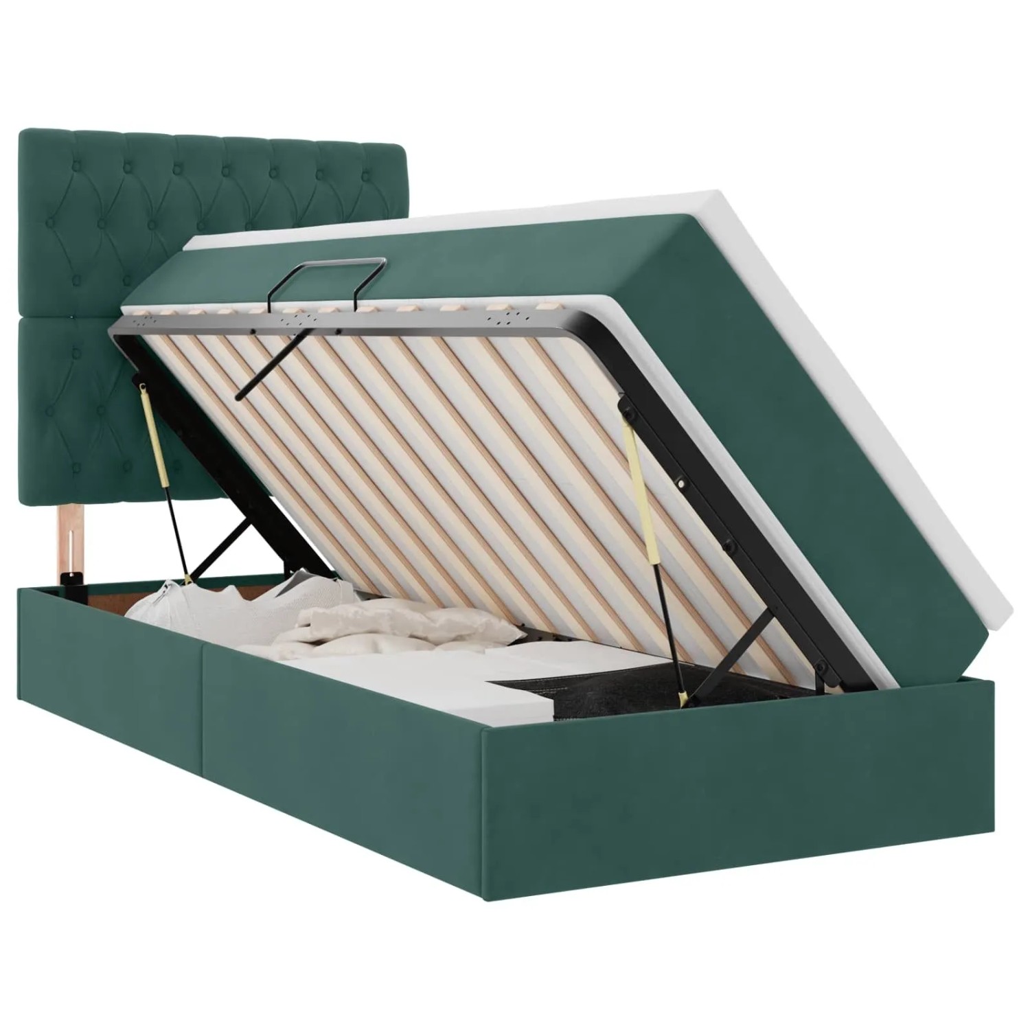 vidaXL Bett mit Stauraum und LED mit LED Dunkelgrün 100 x 200 cm Samt 3372708