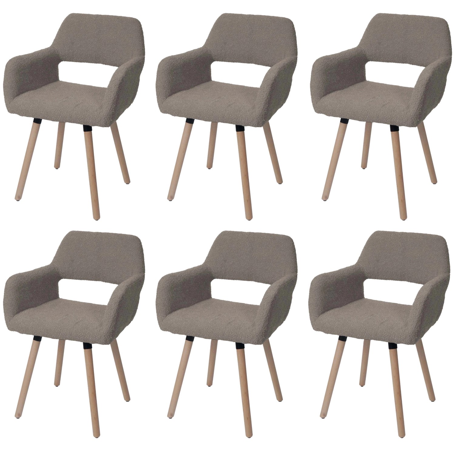 MCW Esszimmerstuhl A50 II 6er-Set Taupe Stoff/Textil Boucle 450g/m² günstig online kaufen