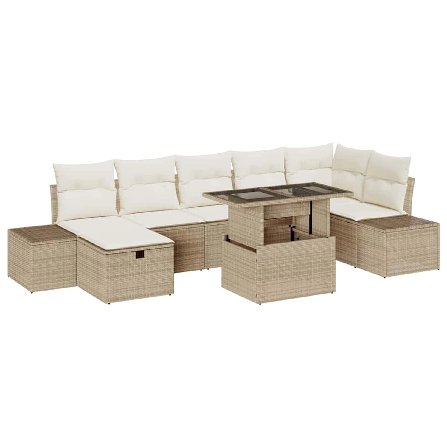 vidaXL Garten-Sofa-Set Höhenverstellbar 8-Tlg Beige Poly Rattan 3361220 günstig online kaufen