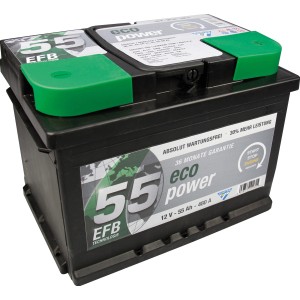 Cartec Eco Power Starterbatterie, 55 Ah, EFB Technologie für Start-Stopp-Systeme.