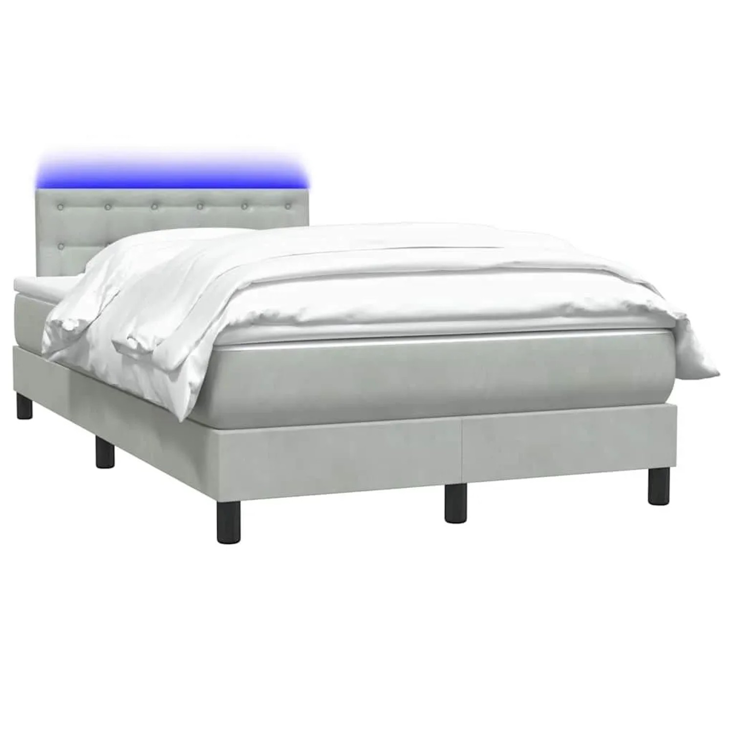 vidaXL Boxspringbett mit Matratze & LED Hellgrau 120x220 cm Samt 3317307 günstig online kaufen