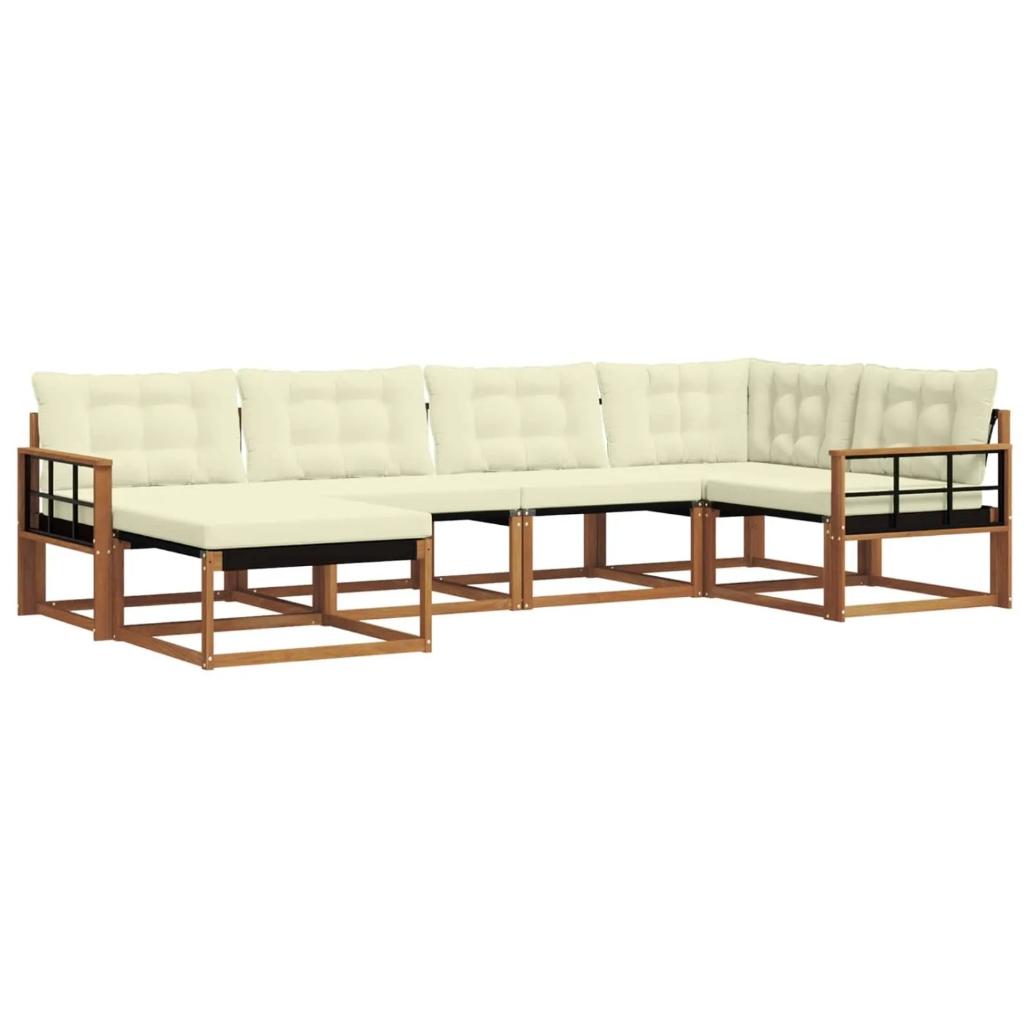 vidaXL Outdoor-Sofagarnitur 18-Tlg Natur und Creme Massivholz Akazie 3369629