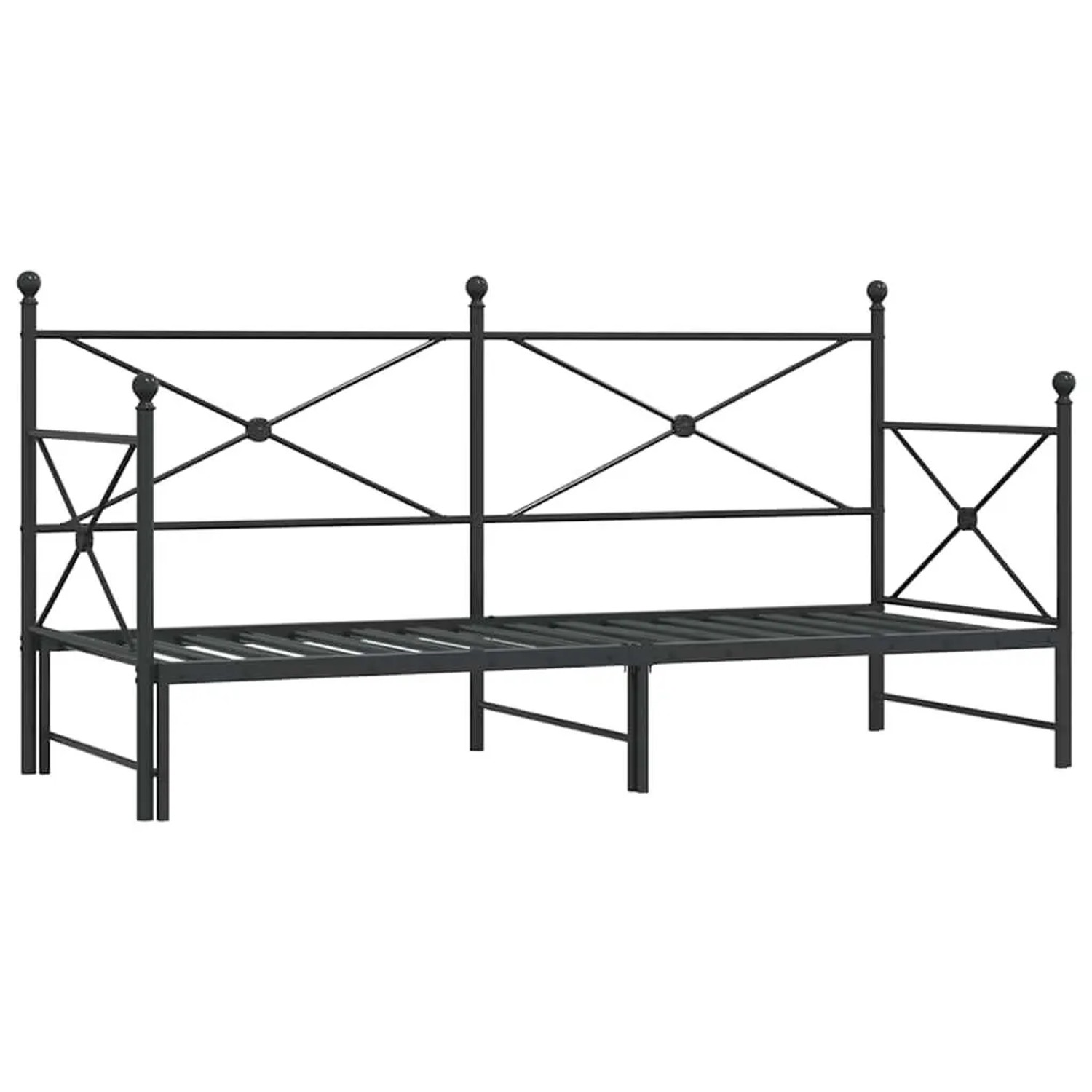 vidaXL Tagesbett Ausziehbar ohne Matratze Schwarz 90x200 cm Stahl 4104675