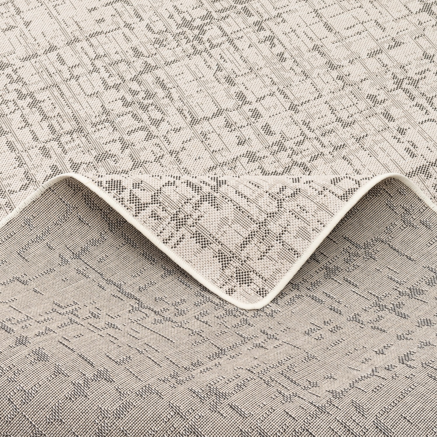 Snapstyle In & Outdoor Teppich Oslo, creme-schwarz meliert, 160x160cm, Flachgewebe.