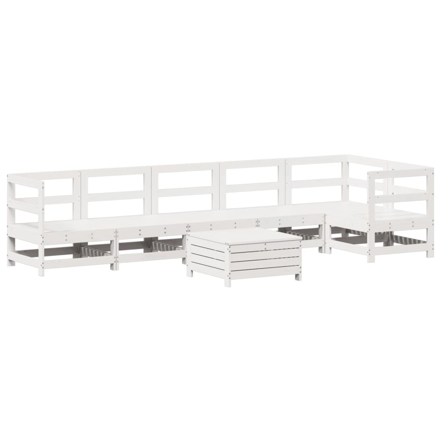 vidaXL 7-Tlg Garten-Sofagarnitur Weiß Massivholz Kiefer 3250865 günstig online kaufen