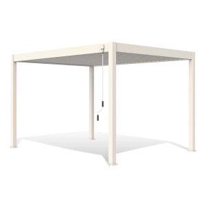 Freistehender, weißer Weide Deluxe Aluminium Pavillon 3x4 m mit verstellbarem Lamellendach.