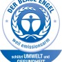 Blauer Engel Siegel für emissionsarme Alpina Farbenfreunde Wandfarbe, schützt Umwelt und Gesundheit.