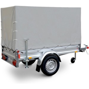 Stema Anhänger Variolux 750 mit Hochplane, Abstellstützen und Stützrad.