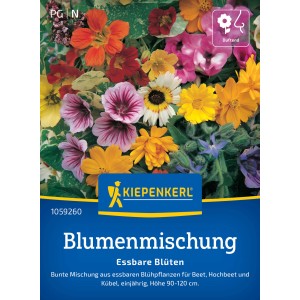 Kiepenkerl Essbare Blütenmischung, mehrfarbig. Blumensamen-Packung mit bunten, essbaren Blüten.