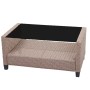 MCW XXL Lounge-Gartentisch: Poly-Rattan in Grau-Braun mit Glasplatte.