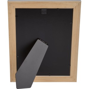 Holz-Bilderrahmen, weiß, 18x24 cm, Rückansicht mit Aufsteller für Tisch oder Wand.