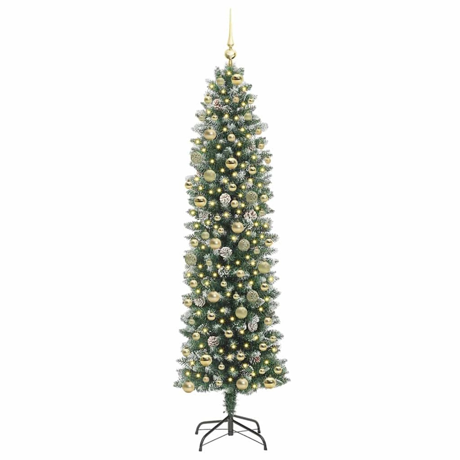 vidaXL Künstlicher Schlanker Weihnachtsbaum Grün und Weiß 210 cm 3395309