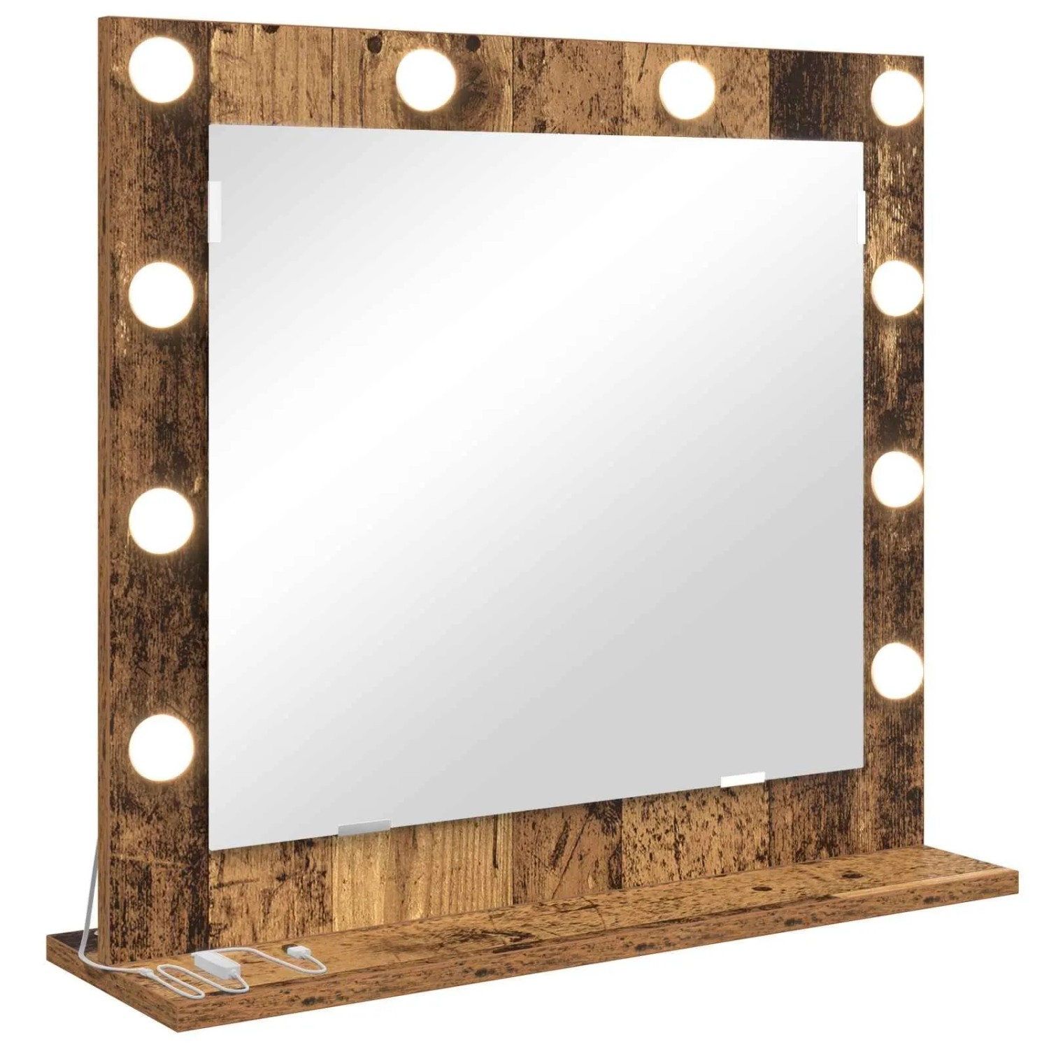 vidaXL Waschtischspiegel Rechtwinklig Altholz 60 x 55 x 18 cm 868291