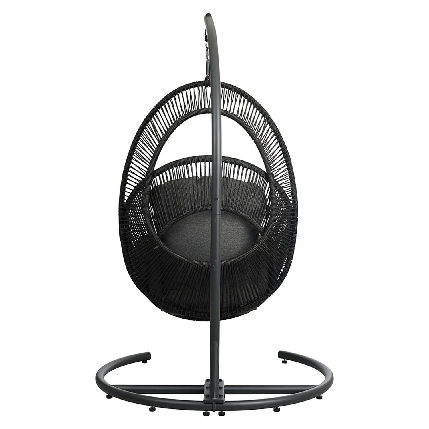 Schwarzer ebuy24 Hängesessel mit grauem Kissen, modernes Design für Garten & Terrasse.