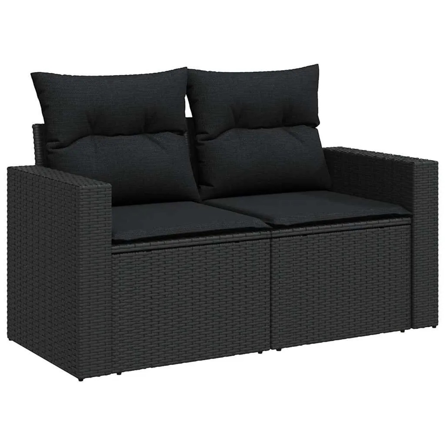 Schwarzes vidaXL Garten-Sofa-Set aus Poly Rattan, 12-teilig. Bequeme Gartenmöbel für Terrasse und Garten.