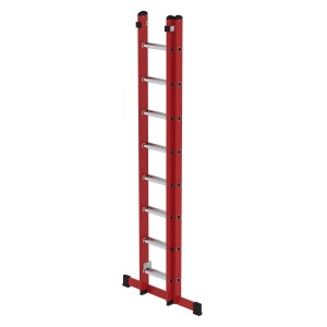 PROREGAL Sprossen-Schiebeleiter, 2x8 Sprossen, GFK & Alu, mit Traverse für sicheren Stand.