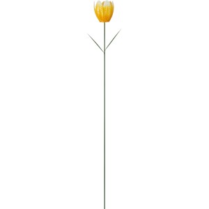 Gelber Gartenstecker Tulpe aus Eisen, 95 cm hoch, für Gartendekoration.