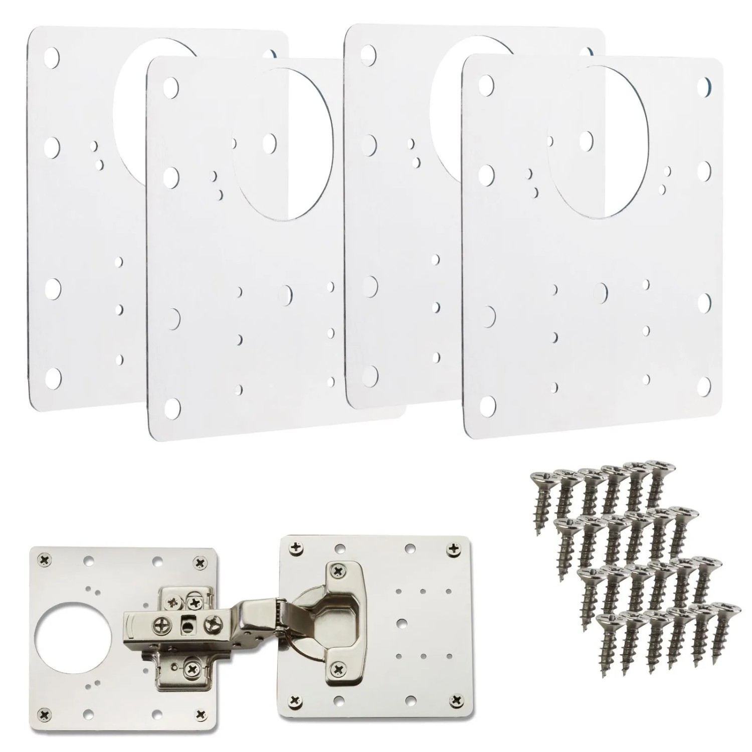 SOTECH 4 x Topfband Reparaturplatten Edelstahl 90 x 90 x 0,53 mm für T45 T48 Topfbänder mit Durchmesser 35 mm