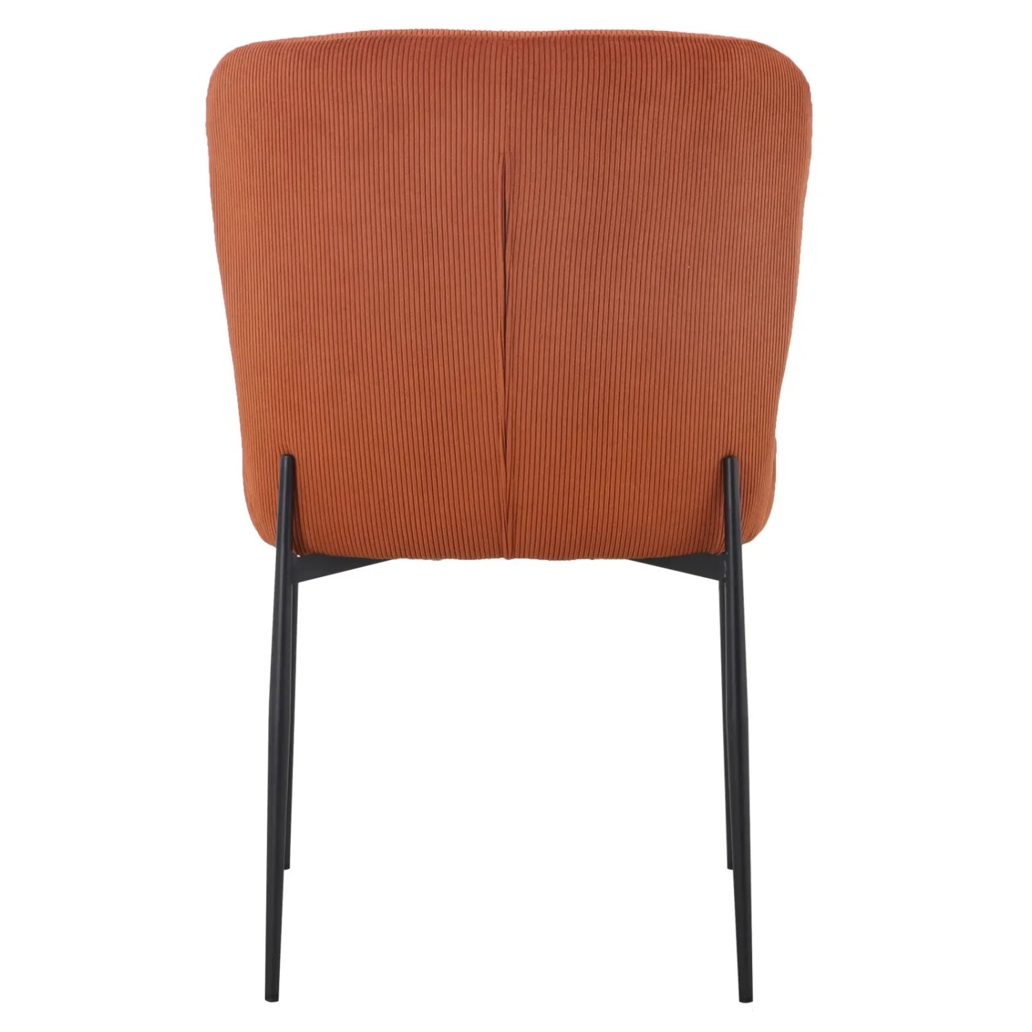 Svita Freddie Esszimmerstuhl 2er Set, orange Cord, schwarze Metallbeine, Rückansicht.