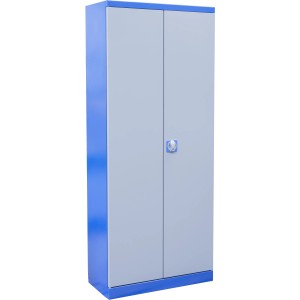 Güde Werkzeugschrank TYP Universal in Grau-Blau mit zwei Türen.