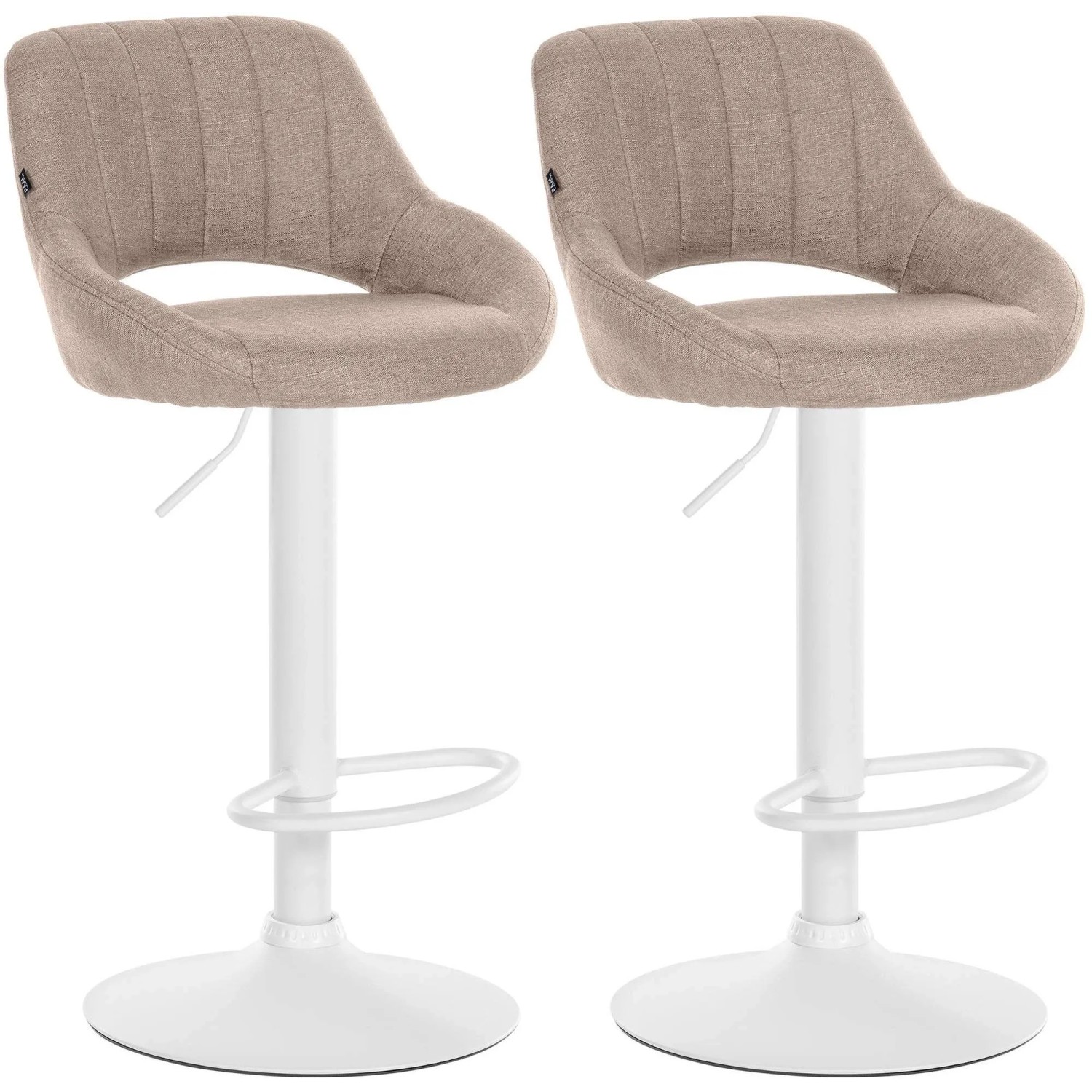 DELUKE 2er Set Barhocker SEGAD Stoff Taupe 47x48x85cm Weiß Barstuhl Mit Lehne Tresenhocker Tresenstuhl