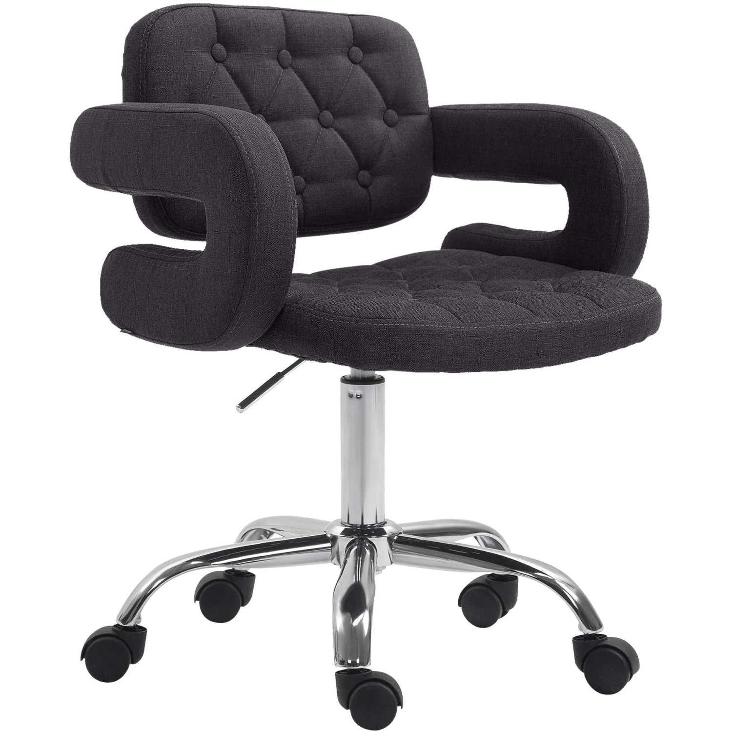 DELUKE Arbeitshocker RIGA 62x55x78cm Stoff Schwarz Arbeitsstuhl Drehhocker Rollhocker Bürohocker