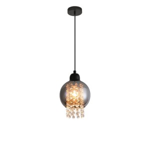 ZMH Pendelleuchte 1 flammig Vintage Rauchglas E27 Hängeleuchte für Esszimmer Wohnzimmer Küche