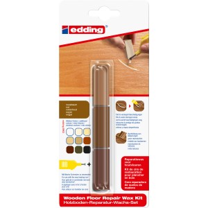 edding Holzboden Reparaturwachs 8902 Nussbaum, Wachs-Set zur Ausbesserung von Holzböden.