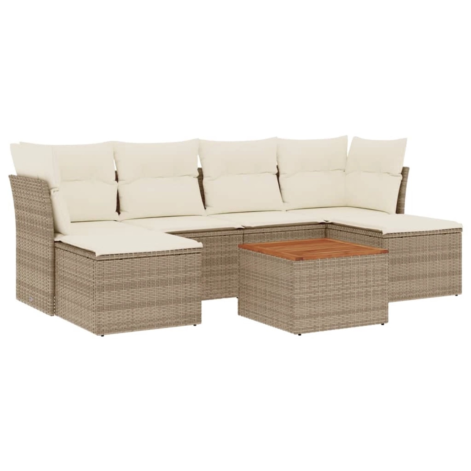 vidaXL 7-Tlg Garten-Sofagarnitur mit Kissen Beige Poly Rattan 3223769 günstig online kaufen