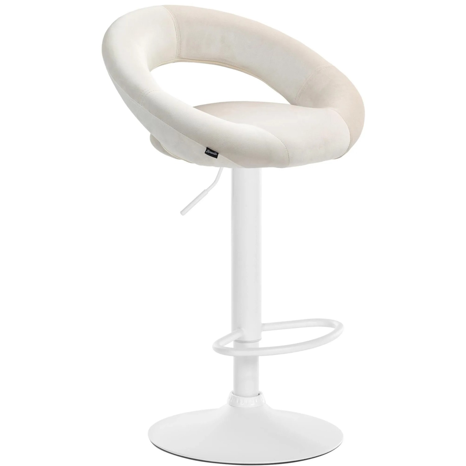 DELUKE Barhocker MEKIM Samt Creme 53x47x80cm Weiß Barstuhl Höhenverstellbar Mit Lehne Drehbar Tresenhocker Tresenstuhl